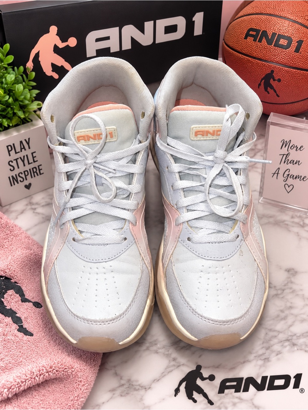 AND1 Women’s White & Pink Sneakers Size 8.5